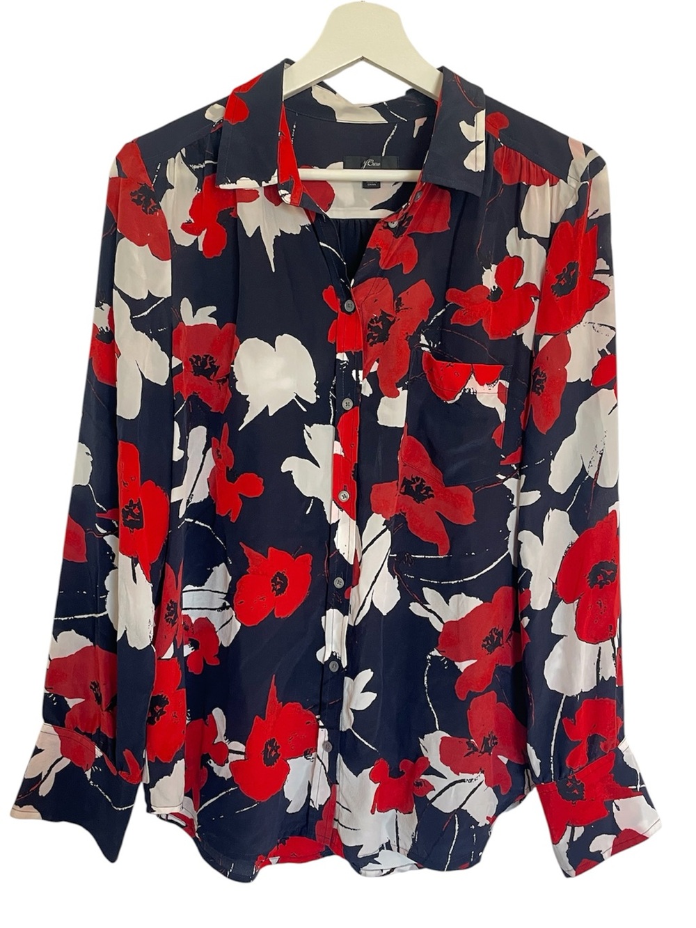 J Crew Silk Floral Button Down Blouse